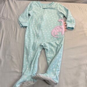 Carter's - Light Blue Polka Dot Fleece Onesie Sleeper